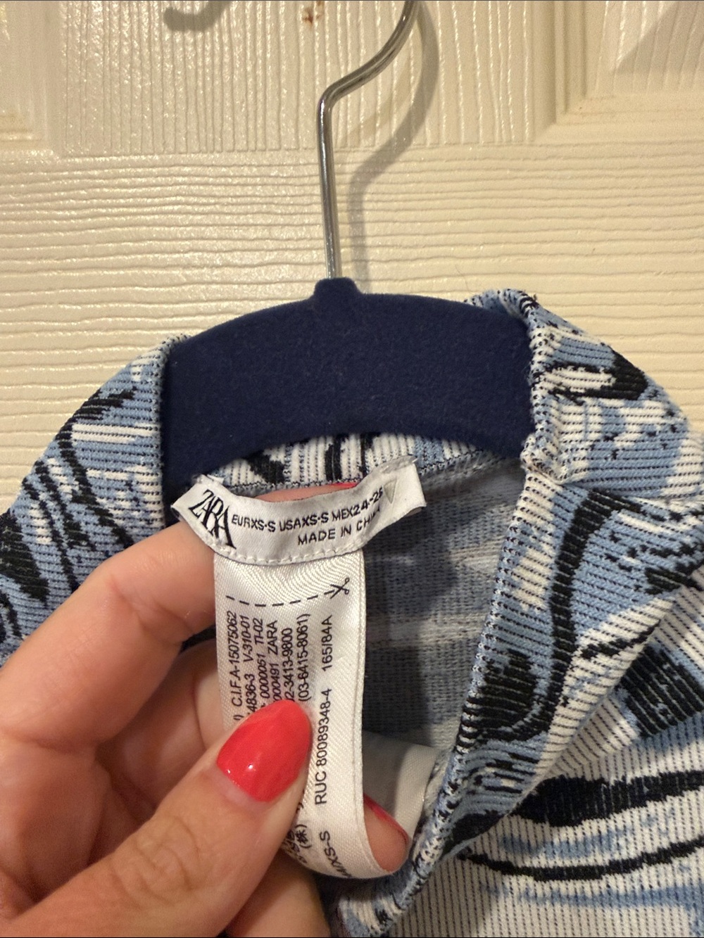 Zara blue marble Jacquard knit midi dress, XS/S - Picture 5 of 8
